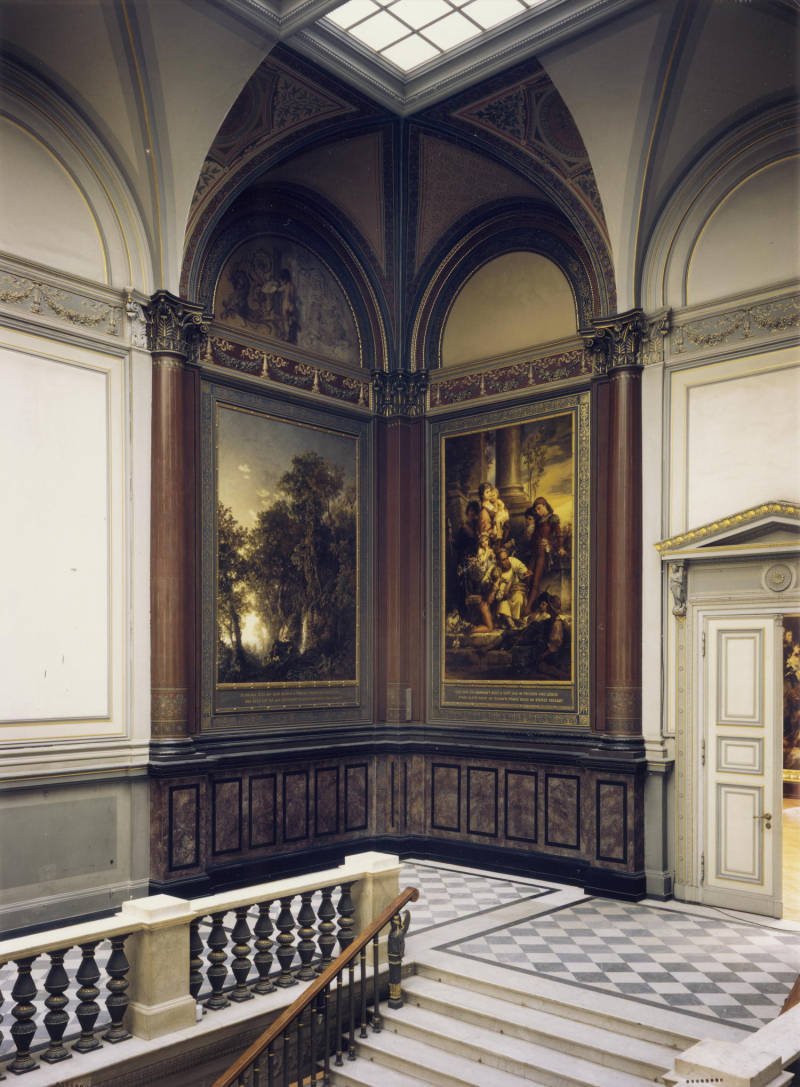 Historisches Treppenhaus der Hamburger Kunsthalle, Restaurierung des ersten Kompartiments durch die Firma Böddeker & Schlichting, 1992, HAHK, Bildarchiv, Foto: Elke Walford Historisches Treppenhaus der Hamburger Kunsthalle, Restaurierung des ersten Kompartiments durch die Firma Böddeker & Schlichting, 1992, HAHK, Bildarchiv, Foto: Elke Walford