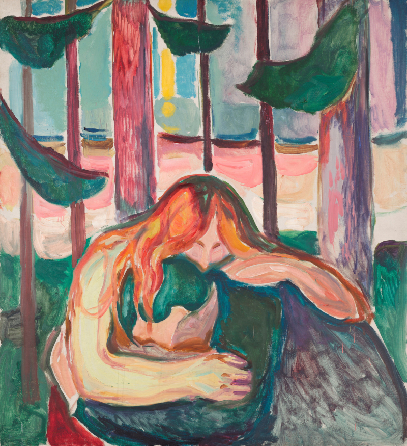Edvard Munch, Vampir im Wald, 1916–1918, Öl auf Leinwand, 149 x 137 cm, Munchmuseet, Oslo © Munchmuseet, Oslo Edvard Munch, Vampir im Wald, 1916–1918, Öl auf Leinwand, 149 x 137 cm, Munchmuseet, Oslo © Munchmuseet, Oslo