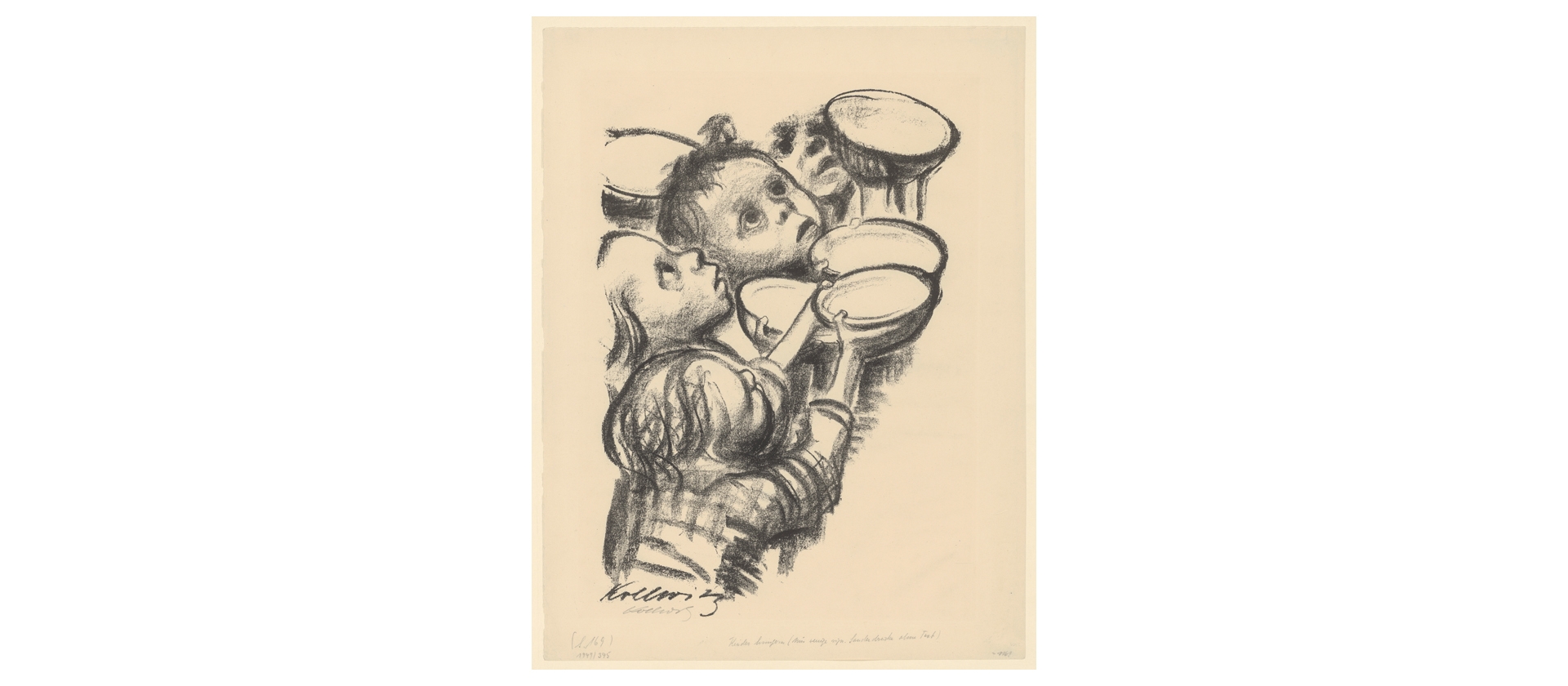 Käthe Kollwitz (1867–1945) Deutschlands Kinder hungern!, 1923 Kreidelithographie (Umdruck von einer Zeichnung), Kupferstichkabinett © Hamburger Kunsthalle / bpk Foto: Christoph Irrgang