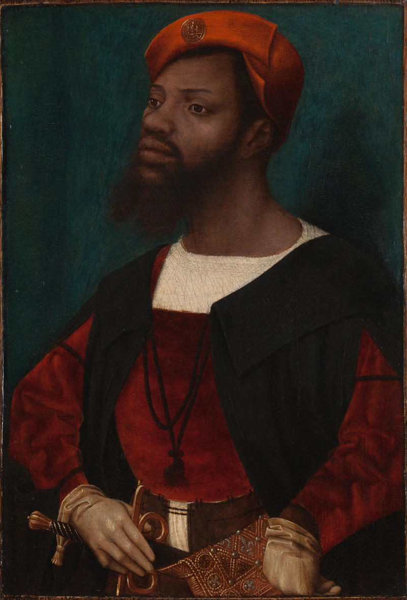 Jan Jansz Mostaert, Portret van een Afrikaanse man (Christophle le More?), 1525-30, Öl auf Holz, 30 x 20,3 cm, Rijksmuseum, Amsterdam Jan Jansz Mostaert, Portret van een Afrikaanse man (Christophle le More?), 1525-30, Öl auf Holz, 30 x 20,3 cm, Rijksmuseum, Amsterdam