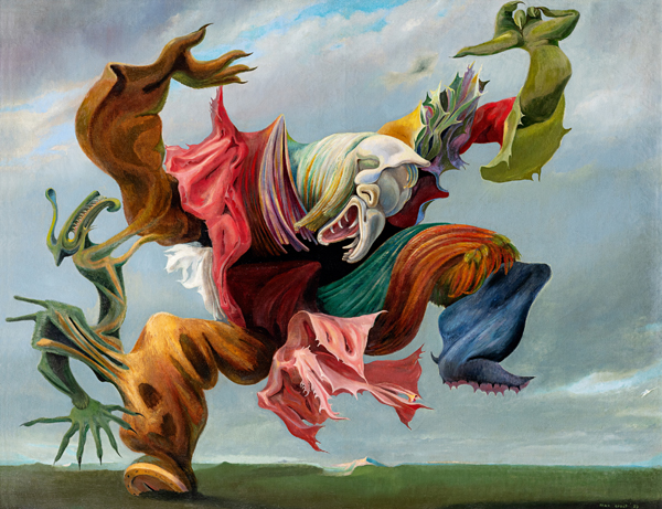 Der Hausengel (Der Triumph des Surrealismus) | (L'ange du foyer (Le triomphe du surréalisme)), 1937, Öl auf Leinwand, Collection Hersaint Family  © VG Bild-Kunst, Bonn 2024, Foto: Vincent Everarts Photography Brussels