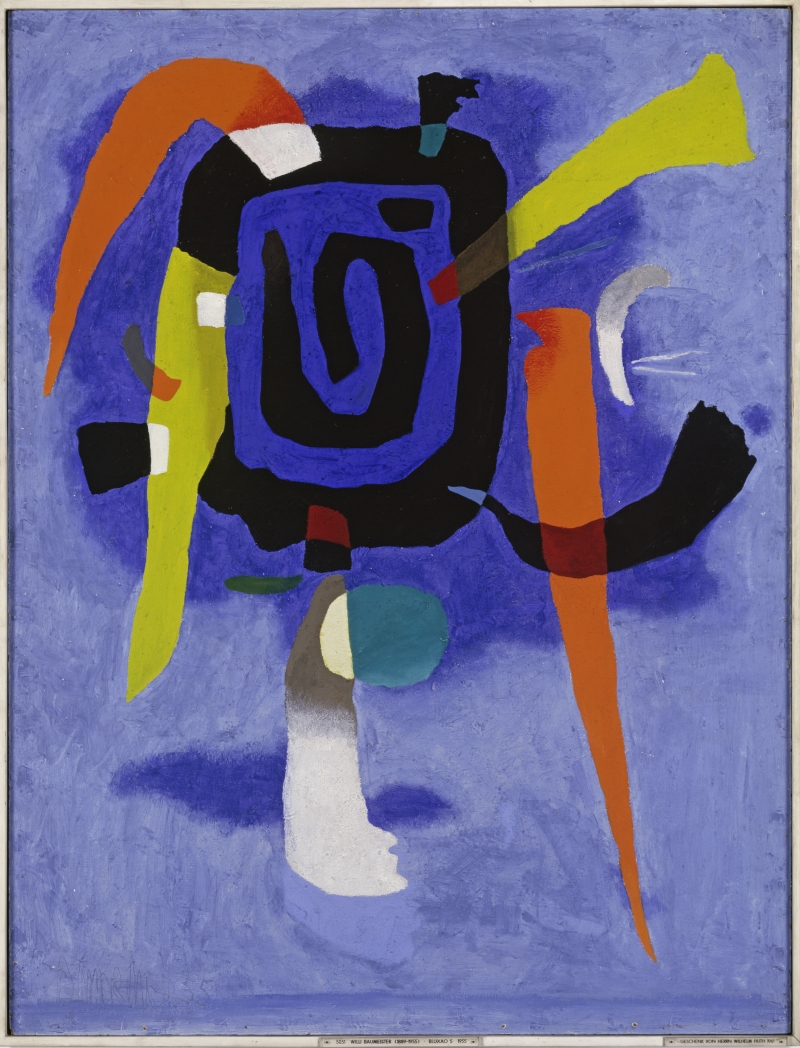 Willi Baumeister, Bluxao V, 1955, Öl auf Leinwand, 130 x 100 cm, © Hamburger Kunsthalle / bpk, Foto: Elke Walford, © VG Bild-Kunst, Bonn 2024