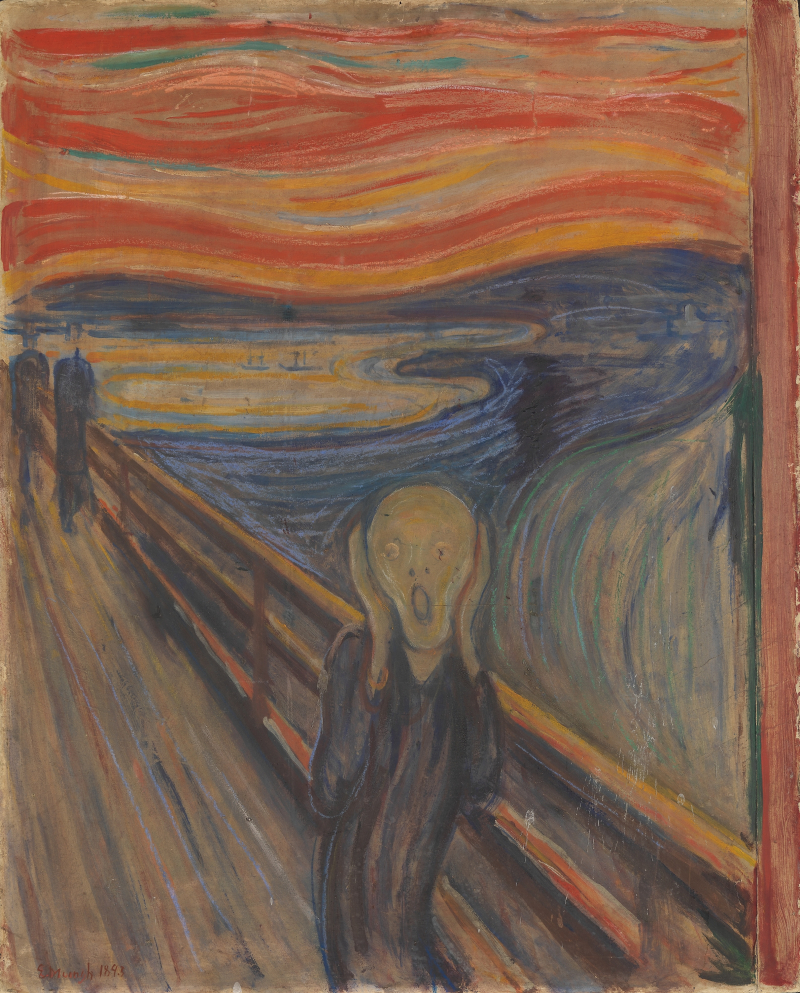 Edvard Munch, Der Schrei, 1893, Öl, Tempera und Pastell auf Pappe, 91 x 73,5 cm, Foto: Nasjonalmuseet / Børre Høstland (CC-BY); Porträt Schneede, Foto: Ottmar von Poschinger