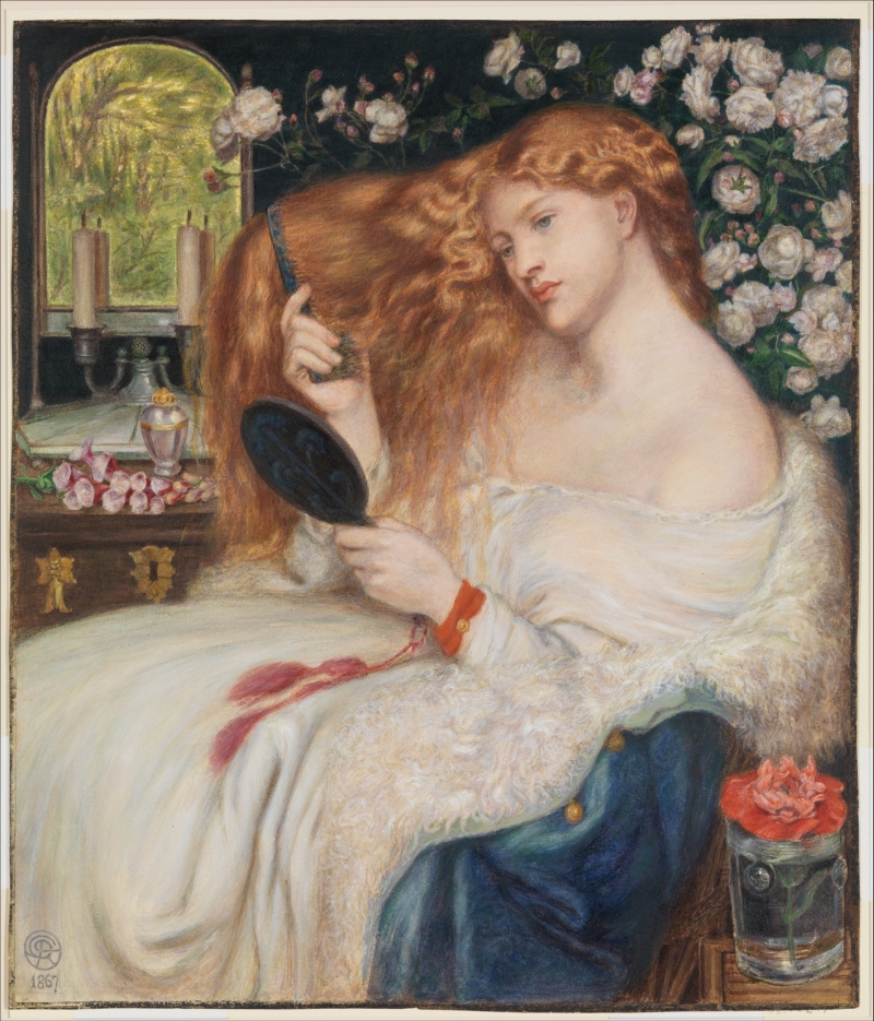 Dante Gabriel Rossetti / Henry Treffry Dunn, Lady Lilith, 1867, Aquarell und Gouache, 51,3 x 44 cm, New York, The Metropolitan Museum of Art, Rogers Fund, 1908, Foto: (OA) Open Access / Public Domain
