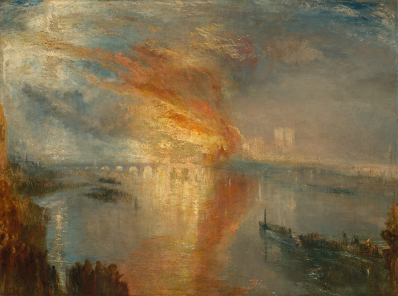 William Turner, The Burning of the Houses of Lords and Commons, 16 October 1834, 1835, Öl auf Leinwand, 92 x 123,2 cm, The Cleveland Museum of Art, Bequest of John L. Severance, Foto: Open Access (Public Domain, CC0)