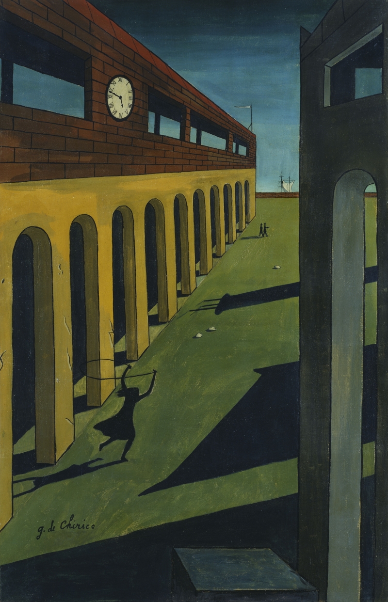 Oscar Domínguez, Melancholie einer Straße (nach Giorgio de Chirico), 1941–1945, Öl auf Leinwand, 91 x 59 cm, © Hamburger Kunsthalle / bpk, Foto: Elke Walford
