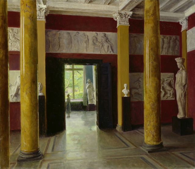Julius von Ehren, Säulensaal im Altbau der Hamburger Kunsthalle,1928, Öl auf Leinwand, 89,7 x 104 cm © Hamburger Kunsthalle / bpk, Foto: Elke Walford